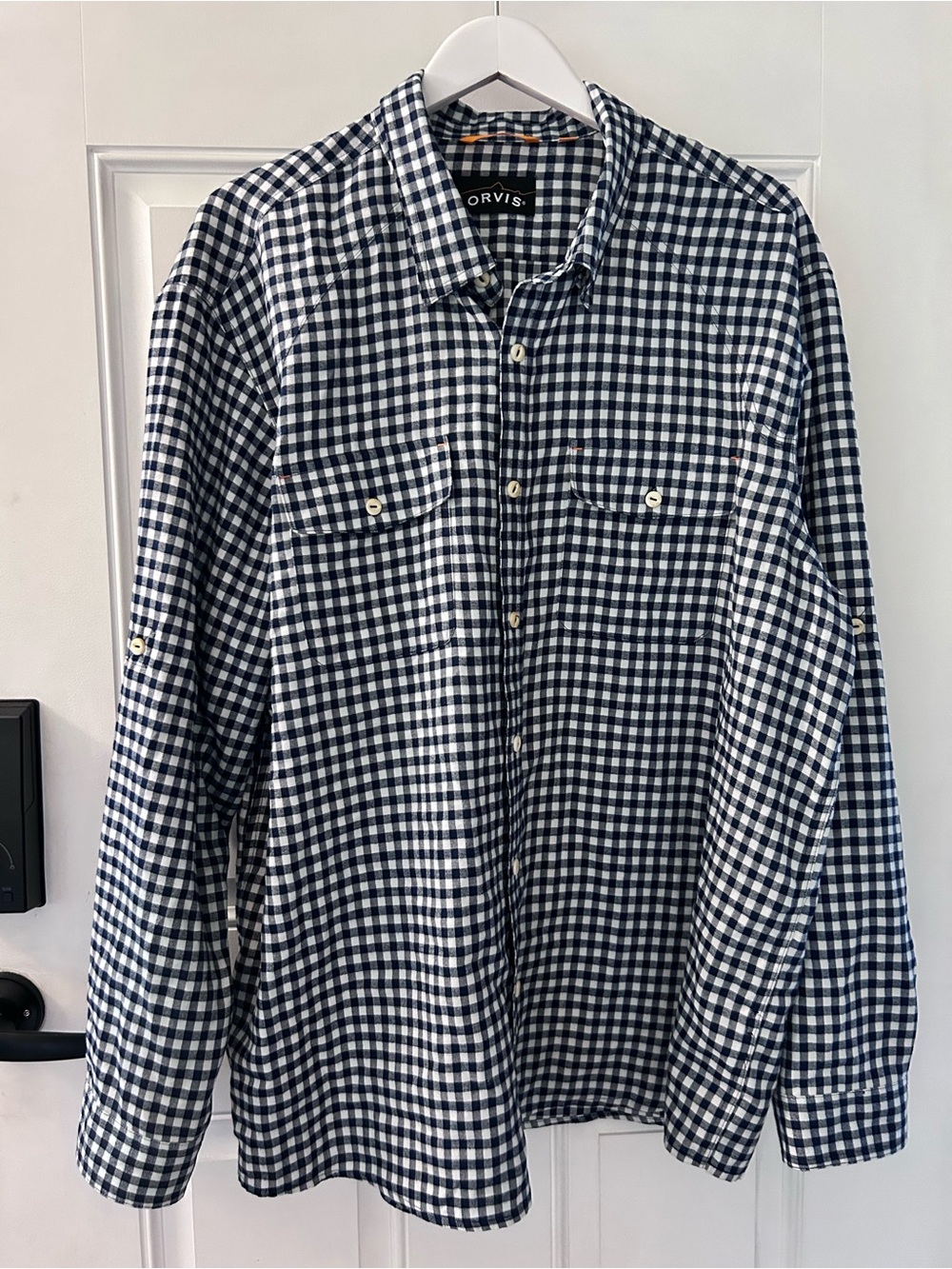 Orvis Navy and White Gingham Lightweight Shirt Jacket